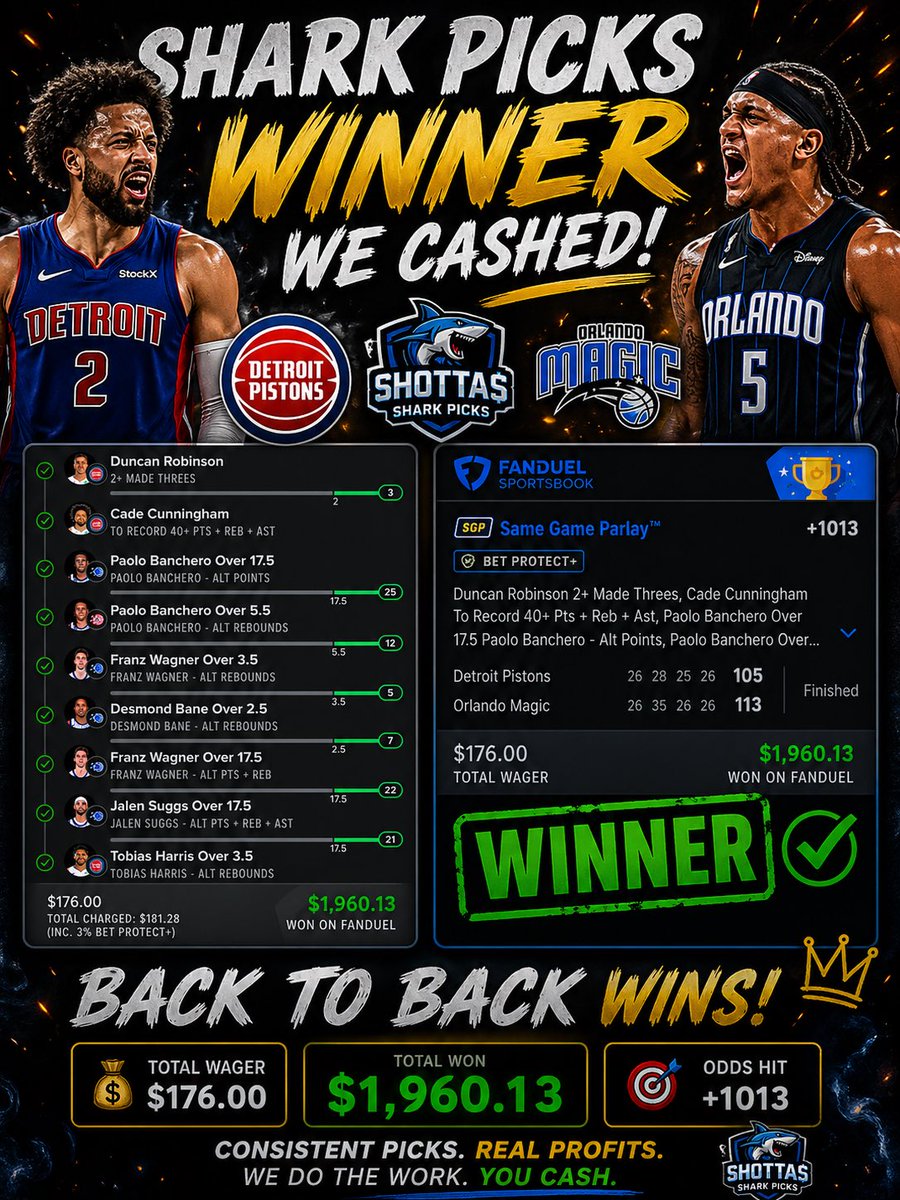 Dc1arkShark's tweet photo. Cashed✅ Game 3 DET/ORL SGP LOTTO💥👨🏾‍🍳🔥🧱💸🦈 

#Gambling𝕏 #NBAx 

 https://t.co/OgkMPYPEYd https://t.co/GVoMTV6Qz3