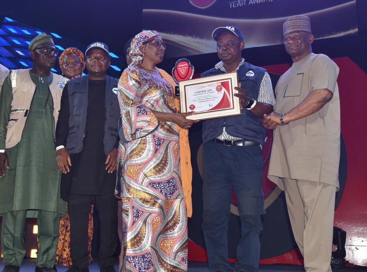TheZubaidaUmar's tweet photo. With a deep sense of fulfillment and pride, the National Emergency Management Agency is happy to receive the 2025 Humanitarian Agency of the Year Award conferred on us by Vanguard Newspapers, @vanguardngrnews.

Our efforts at building national resilience that has received resounding applause and recognition would have been impossible without the support of President Bola Tinubu and the dedication of @nemanigeria across the country.

While we extend this honour to all local responders who have risen to emergency occasions in their communities, we reaffirm our commitment to sparing no efforts in discharging our duties.
