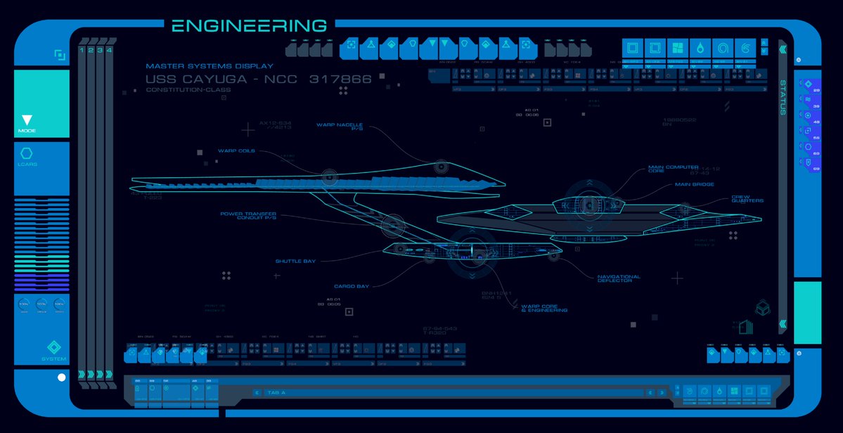 Nx5221's tweet image. The USS Cayuga MSD from the 32nd century 😉
#startrek #constitution #cayuga #msd #discovery #starfleetacademy #lcars #starship #ui