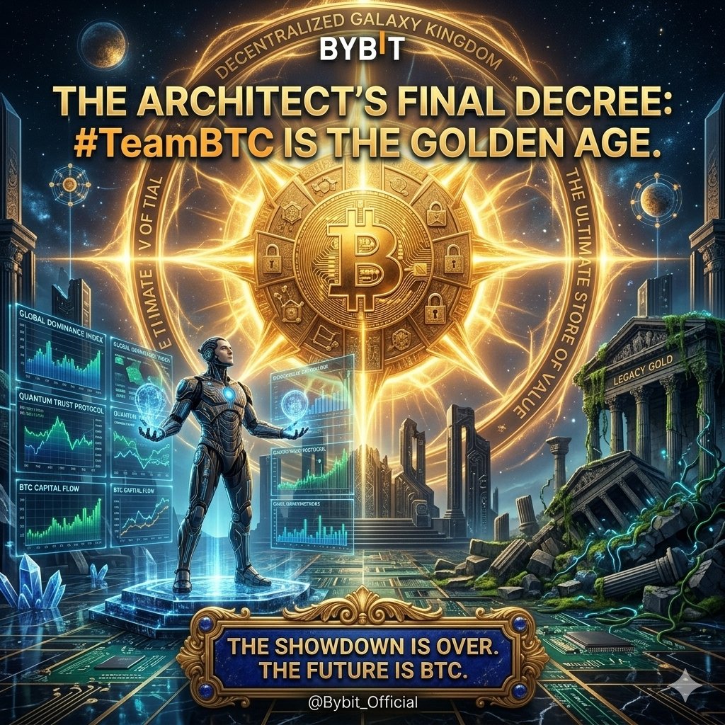 Qaisar_vip1's tweet photo. The debate is over. The Architect presents the blueprint of the new world order. A celestial empire built on decentralized code. Witness the Golden Age. @Bybit_Official, my decree is #TeamBTC https://t.co/ZZ0297pwck