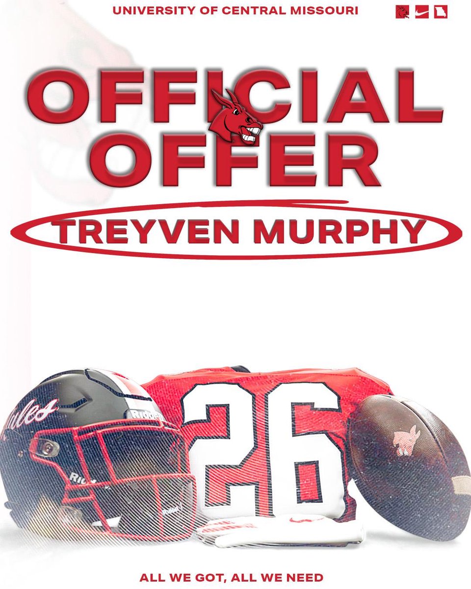 murphy_treyven's tweet photo. #AGTG after a great junior day and conversation with @CoachWrightD I’m blessed to announce I have receive my first D2 offer to play at the University of Central Missouri! @CoachNovak_ @JoshLamberson @WHSFootball2 https://t.co/EdbAoSq2CI