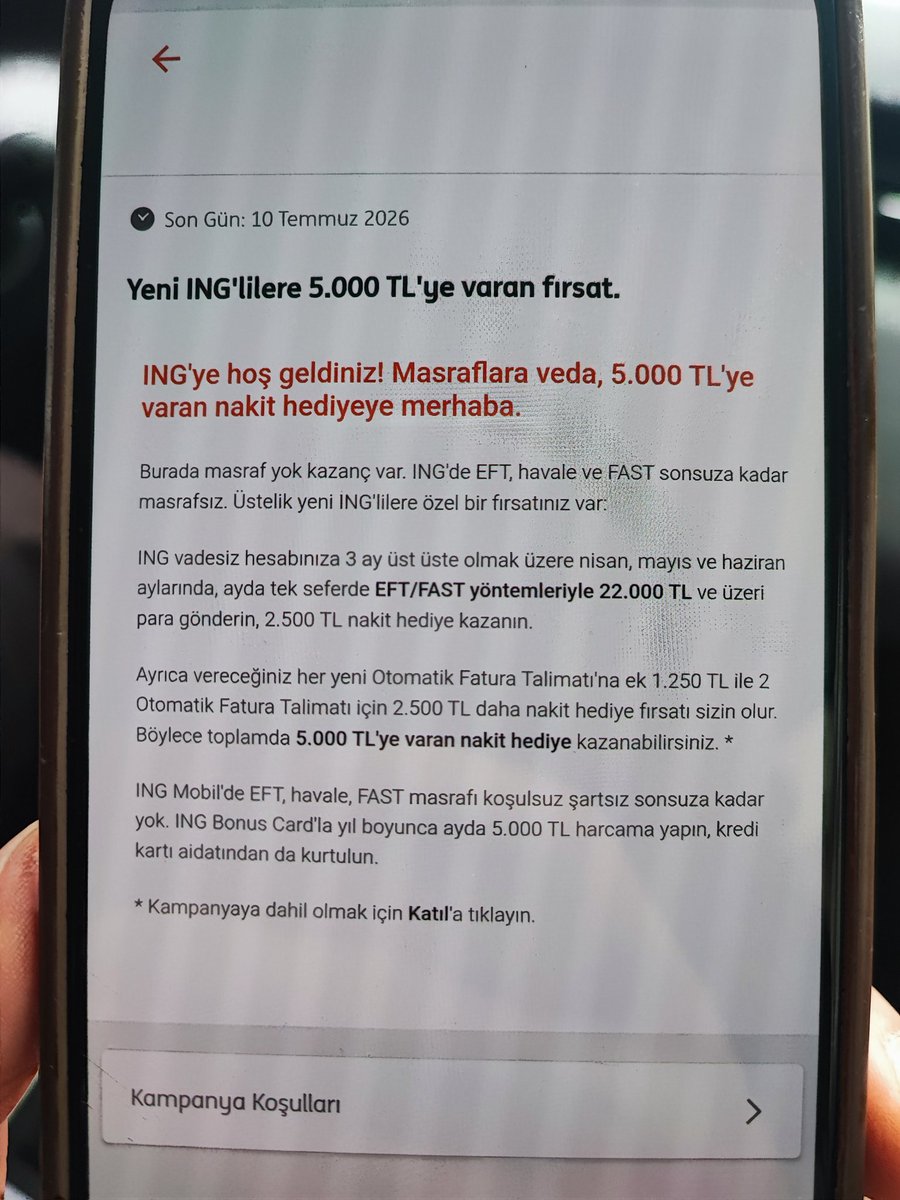 Thermopyleaa's tweet photo. @_sonbiisigara İng bank  7500 TL
💰
Arkadaşınızın referans kodu ile ING müşterisi olun, arkadaşınız ile birlikte 2.500 TL nakit promosyon kazanma şansını yakalayın. Referans kodu: INGB9G349
+5000 TL için 2 fatura ekleyin nakit promosyon toplam 7500 3 ayda,uygulama içindeki katıl butonuna tikla https://t.co/QXv6W91S5K