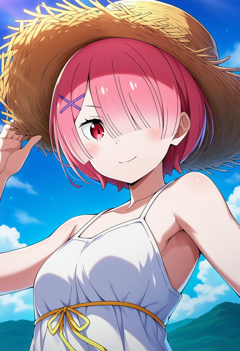 nanogurusan's tweet photo. 4月26日のpixiv今日のお題『帽子』
推しのラム姉様と浜辺デート！ https://t.co/0XpZWnnfUM