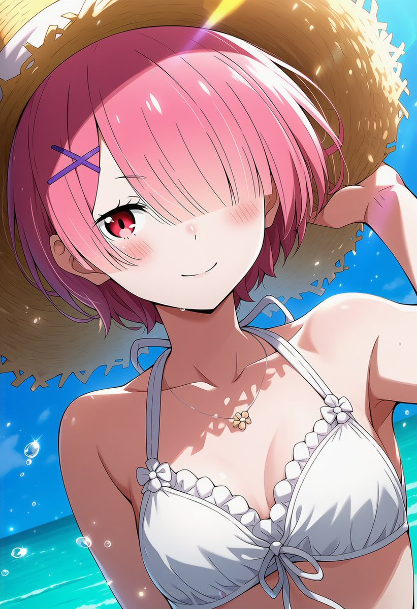 nanogurusan's tweet photo. 4月26日のpixiv今日のお題『帽子』
推しのラム姉様と浜辺デート！ https://t.co/0XpZWnnfUM