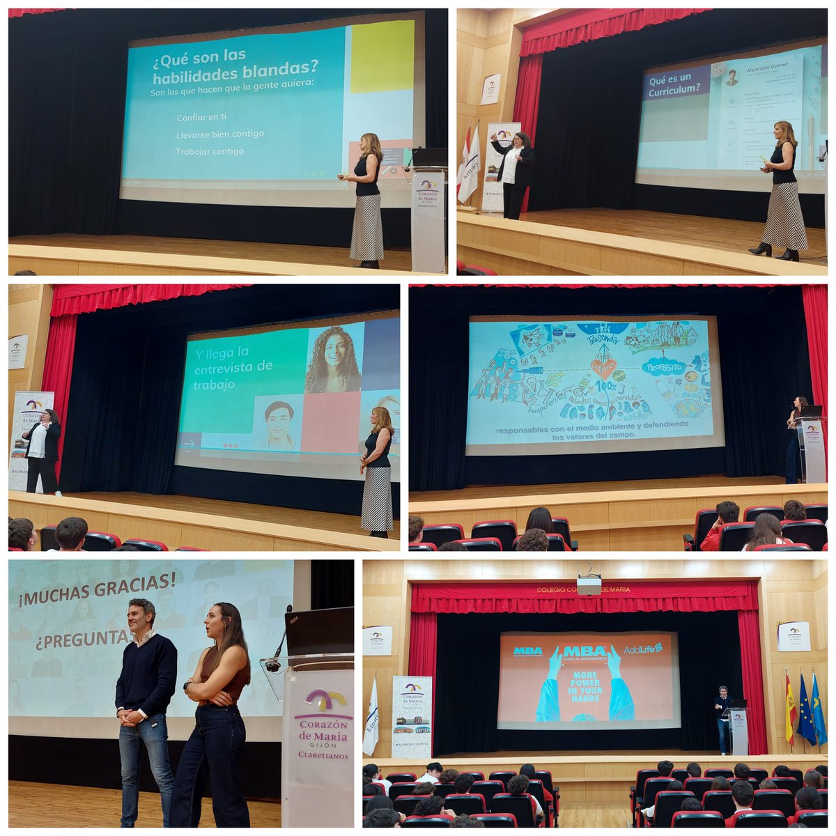 codemagijon's tweet image. En la jornada #SoftSkills dirigida a 3º ESO @codemagijon Marisa Díaz y Natalia Villar #GrupoDC, Paula Rubiera @LecheAsturiana y Alejandro Rivero @MBA_eu comparten la importancia de aprender las competencias del siglo XXI desde edades tempranas #EducarParaLaVida #CodemaOrientación