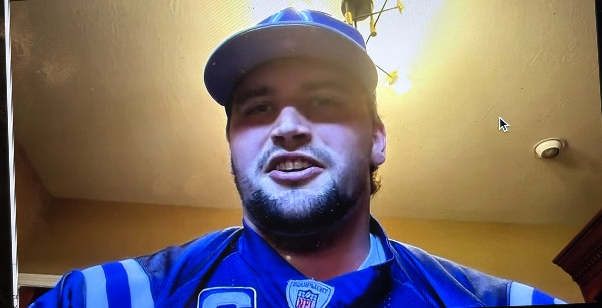 Colts 6th rounder Caden Curry. Center Grove product and long-time Colts fans pulled Peyton Manning Super Bowl jersey out of closet.