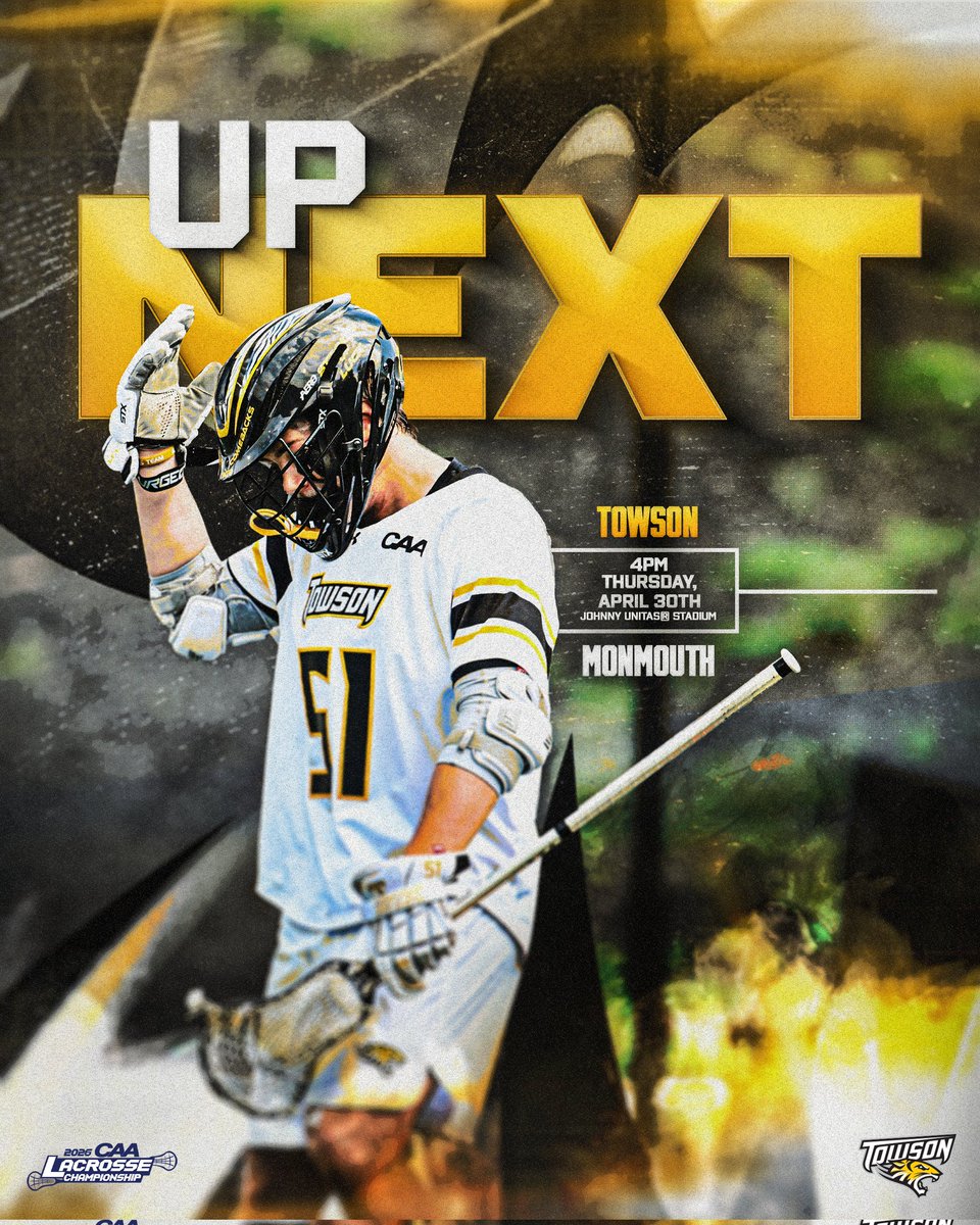 Towson_MLAX's tweet image. Up next... The CAA Tournament at Unitas.
🎟 - am.ticketmaster.com/towson/buy/caa…
#GohTigers | #ACT