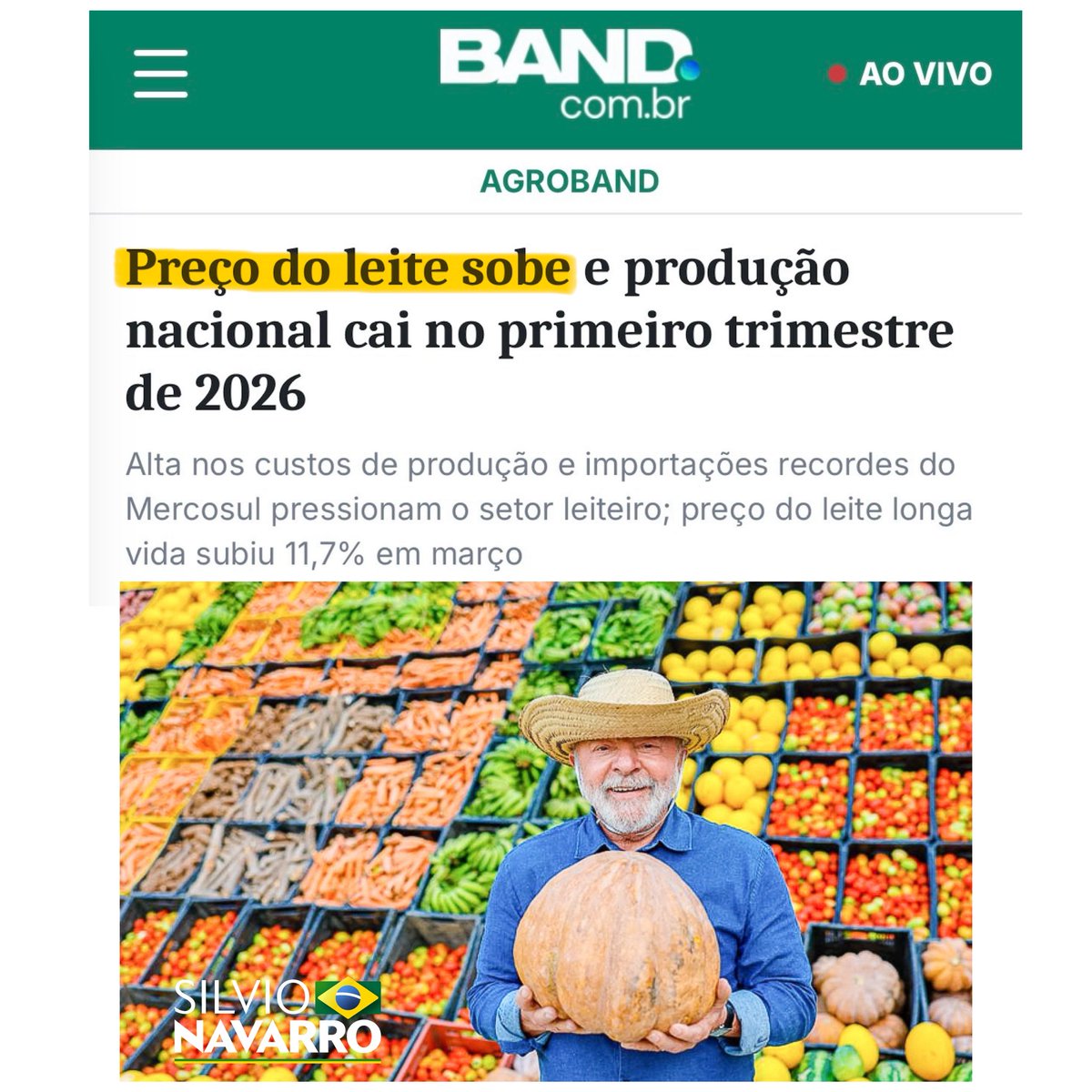Primeiro, o PT mandou trocar carne por ovo. Agora, vão mandar substituir o leite pelo quê?