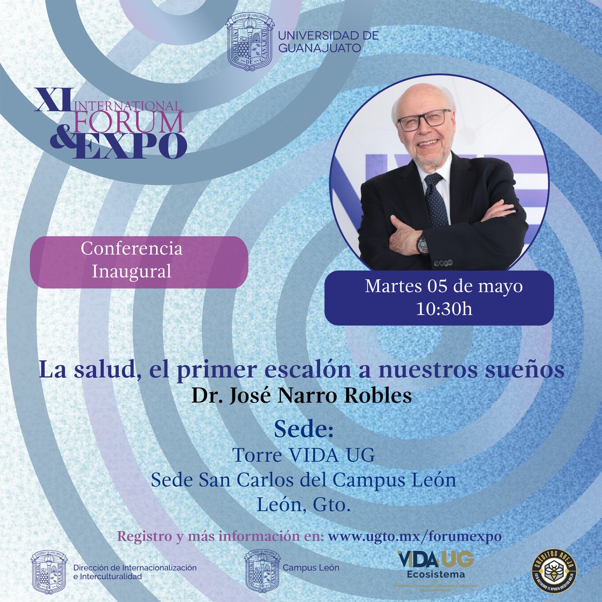 UdeGuanajuato's tweet photo. Conferencia (La salud, el primer escalón a nuestros sueños)
Tu bienestar es la base para alcanzar cualquier meta.
Asiste a la conferencia inaugural con el Dr. José Narro Robles y descubre por qué la salud es el motor de tus proyectos.
📅 05 de mayo | 🕚 10:30 h
📍 Torre VIDA UG https://t.co/sWI0KvsWSe