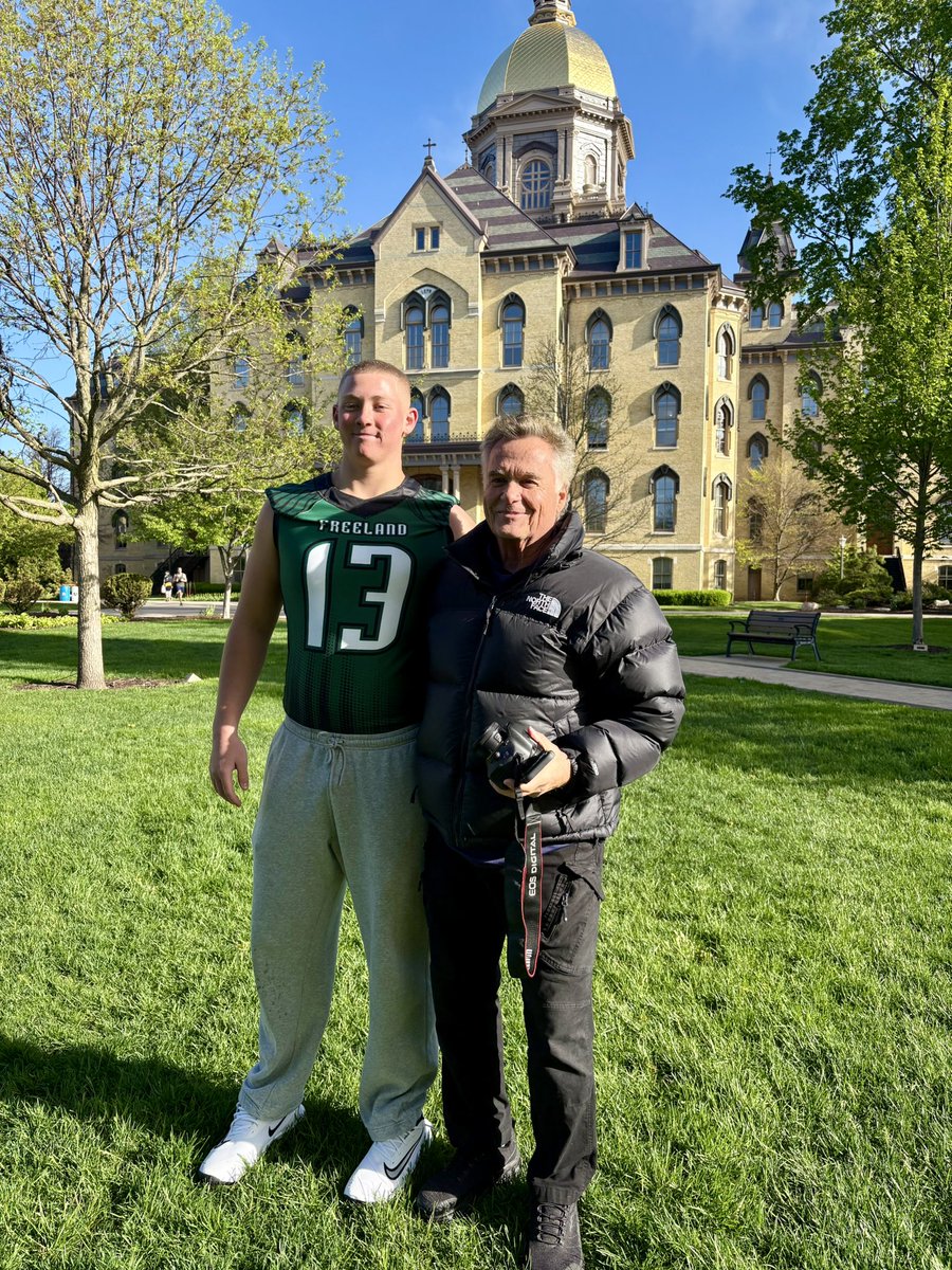 IKE_Sulfridge's tweet photo. Here come the Irish!☘️ @NDFootball
This place is just different.  
Blue-Gold Game visit was 🔥 Thank you @CarterAuman @justicebathas @NickSebas_ for the opportunity. 

#GoIrish ☘️ #ClassOf2029 

@Marcus_Freeman1 @CoachChrisAsh @CoachPartridge @luc_brian @chase1jones

@NDrecruiting01 @ISDUpdate @BGInews @NotreDame247 @bruce_straughan @ByKyleKelly @mattfreeman05_ @LemmingReport @AllenTrieu @BlairAngulo @BrandonHuffman @SWiltfong_ @TomLoy247 @Bryan_Ault @adamgorney @GregBiggins @TheUCReport @On3 @Rivals @247recruiting @TheD_Zone @MIPrepZone @PrepRedzoneMI  @MichFBFrenzy @MIexposure  @MaxPreps @sixstarfootball