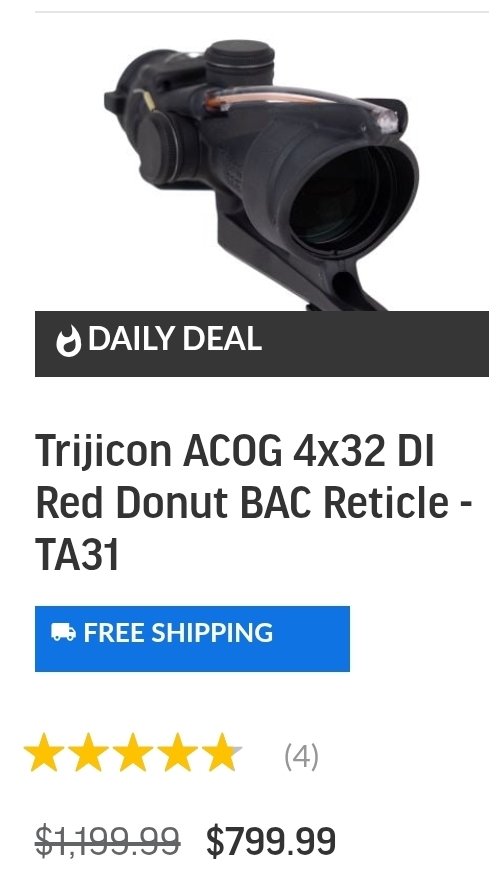 AKballistics's tweet photo. βοΈπ₯β‘οΈ https://t.co/HX3Hp9Y8wh
Red Donut Reticle Trijicon ACOG just $799.99 with Free Shipping at PSA.
Affiliate Link βοΈπ₯
#Optics #OpticsDeals #RifleScopes #ACOG #AR15
#2AShallNotBeInfringed @palmettoarmory https://t.co/uSmn9khVYr