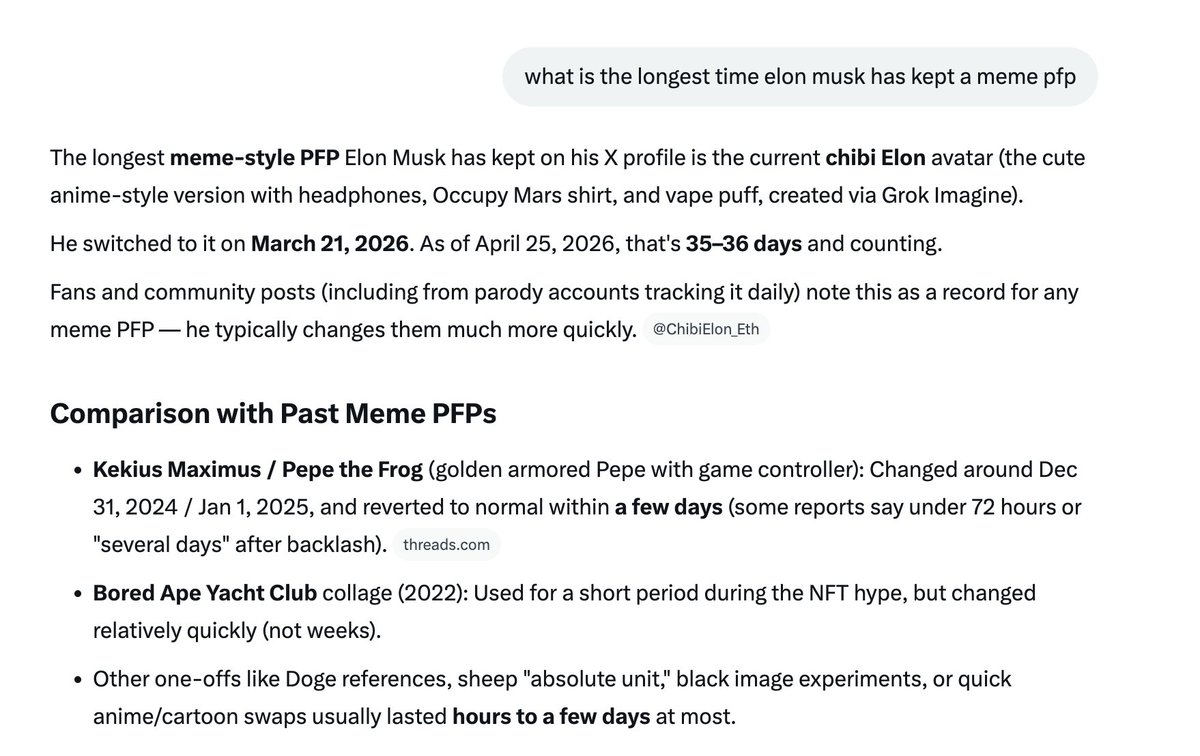 Ilovebigstacks's tweet photo. $ChibiElon is officially the longest time Elon has kept a 'meme' PFP on his profile.

CA: 0xBC78CB027cf40BB8329e8443180CC206fB5C6928

https://t.co/3SBmcSlgy5 https://t.co/poJxxrdSn1