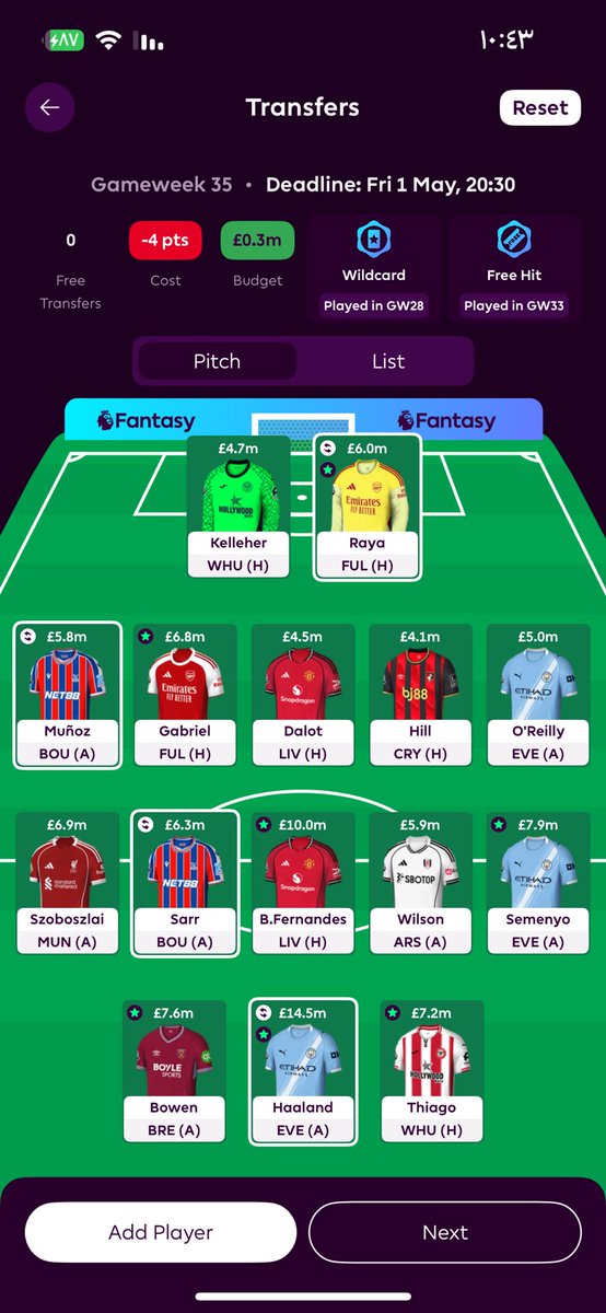 gotray20's tweet photo. @FPL_UCF يوسف اي وحده لجولة الدبل 36 وإلى نهاية الموسم؟ 
التشكيلة الي مع رايا ولا بدون؟ https://t.co/X6k5pOUt5p