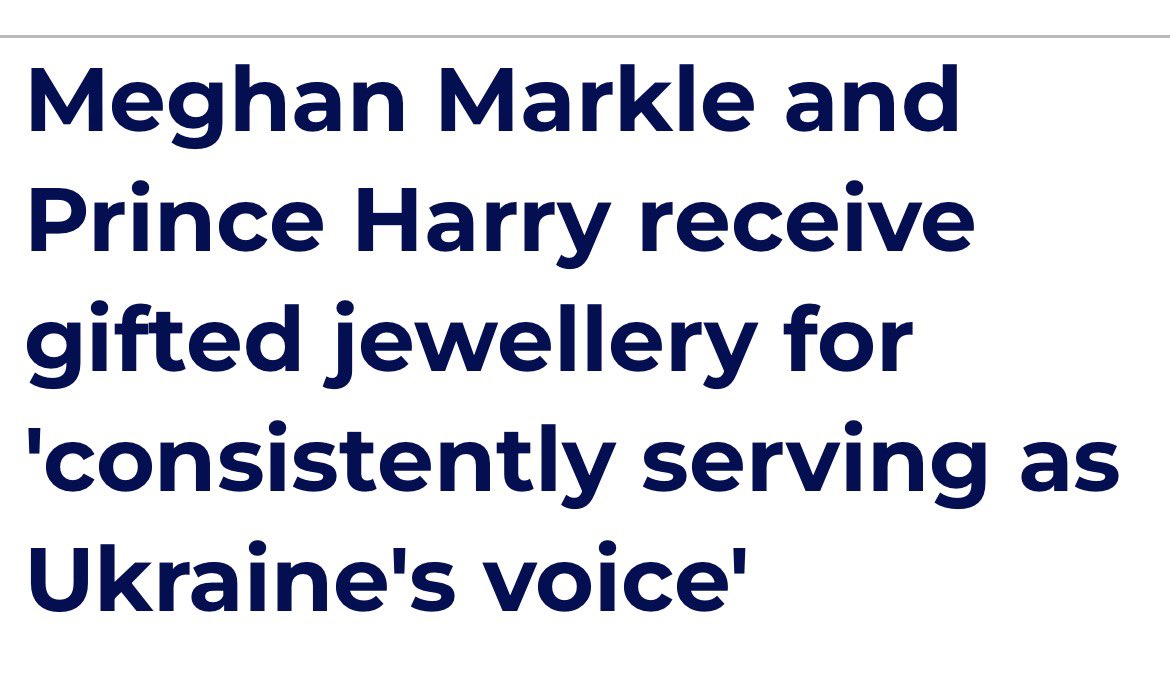 unreMARKLEble's tweet image. Wait-and they accepted gifted jewelry? From a war torn country? What kind of humanitarians are they? Isn’t the point of Humanitarianism giving without expectation of compensation? #HarryandMeghan accepting jewelry from Ukraine is definitely icky and gives the appearance of greedy