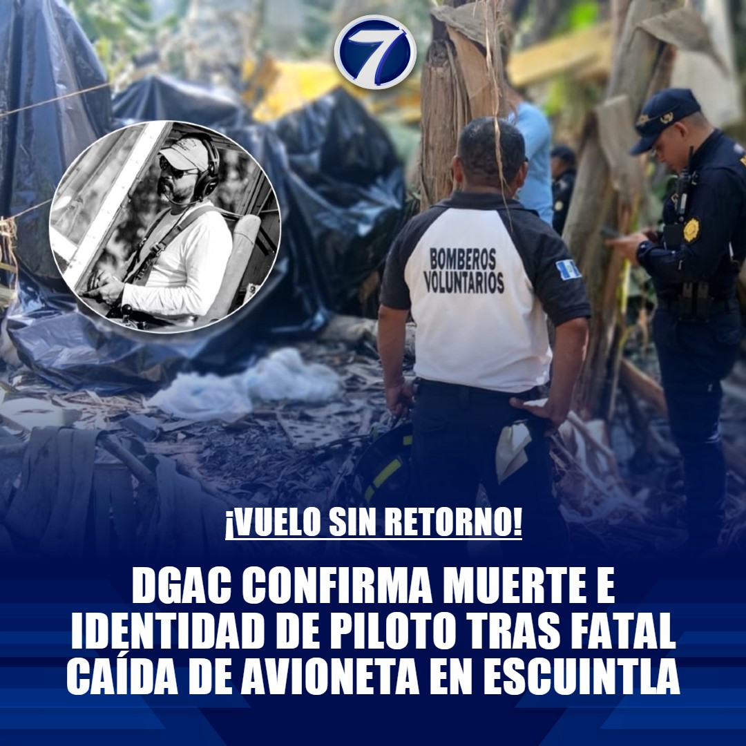 Noti7Guatemala's tweet image. 🛩️🖤 #DGAC confirma muerte e identidad de piloto tras fatal caída de avioneta en #Escuintla ➡️ bit.ly/4u8KCCQ