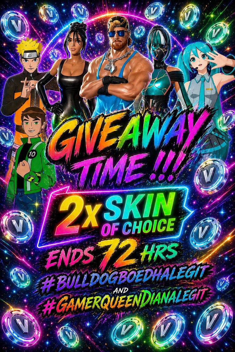 🔥Giveaway Time !!!🔥

2x Skin of Choice...🥳

Follow <a href="/bulldogboedha/">bulldogboedha</a> and  <a href="/GamerQueenDiana/">🌕 𝑮𝒂𝒎𝒆𝒓𝑸𝒖𝒆𝒆𝒏𝑫𝒊𝒂𝒏𝒂 🌕</a>

Like ♥️
Retweet ♻️
Tag Friends 🚻
Ends 72 hrs 🕛

Be sure you have us added on epic in advance 
bulldogboedha and boedhagifting and GamerQueenDiana so we can gift you.