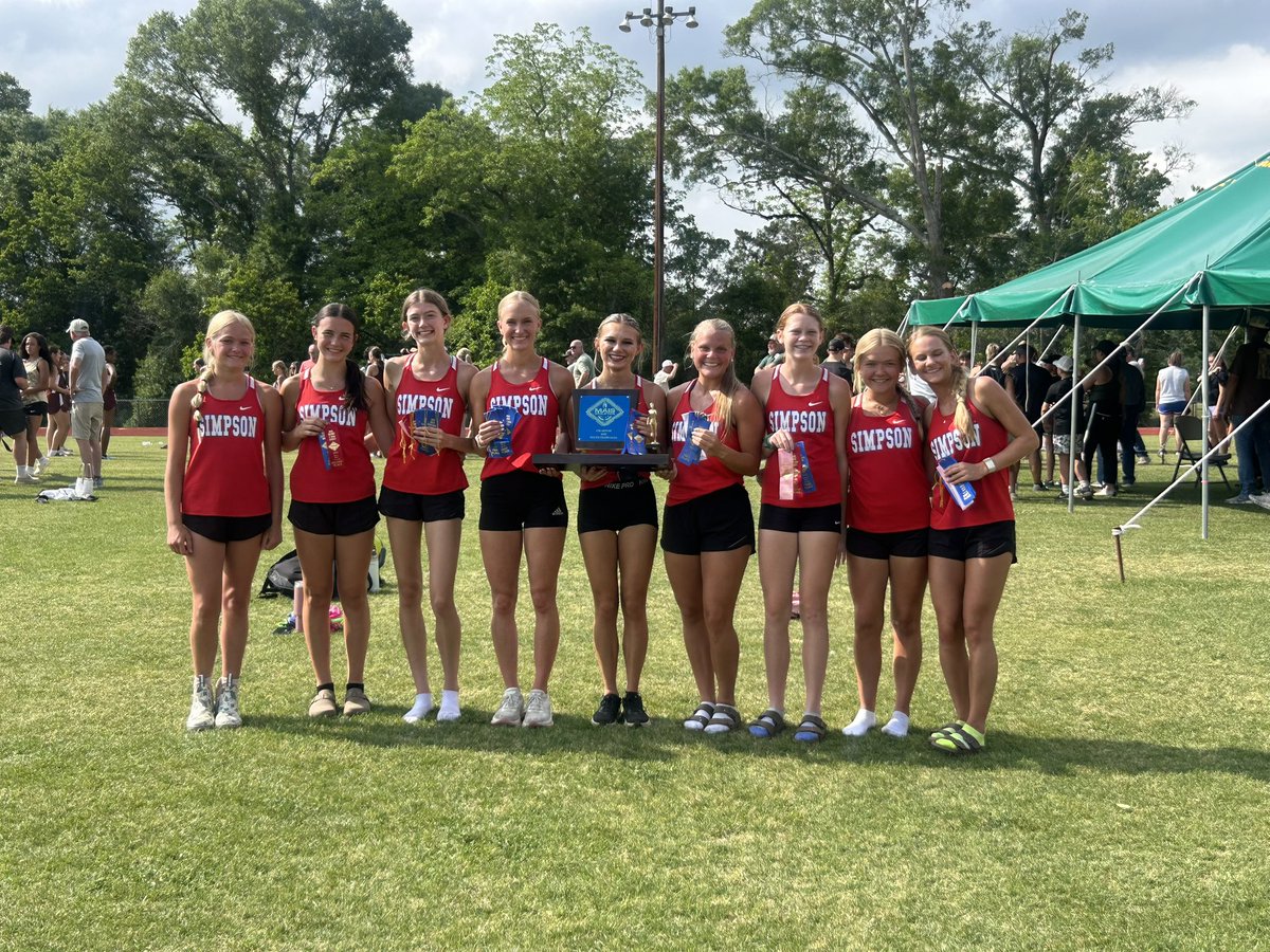 SCACougarSports's tweet photo. Congratulations to the Simpson Girls Track Team MAIS 4A Division 2 South State Champions! First time in school history! @bshields0244 @5thQtrScores https://t.co/GvYOjTCgtY