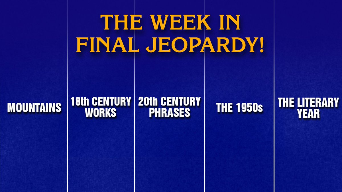 Jeopardy's tweet image. Test your knowledge with this week's Final #Jeopardy! roundup: jeopardy.visitlink.me/bX94S5