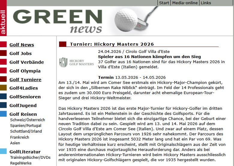 golfaktuell's tweet image. Cirolo Golf Villa d’Este
Spieler aus 16 Nationen kämpfen um den Sieg
37 Golfer aus 16 Nationen sind für das #Hickory #Masters 2026 in Villa d’Este (Italien) gemeldet.
green-news.eu/golf-turniere/…