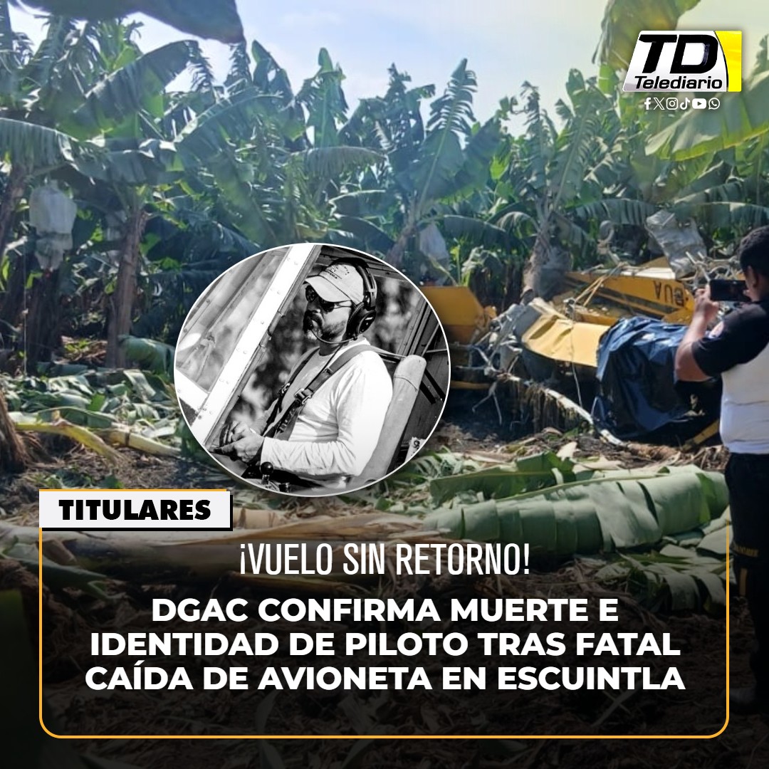 TelediarioGT's tweet image. 🛩️🖤 #DGAC confirma muerte e identidad de piloto tras fatal caída de avioneta en #Escuintla ➡️ bit.ly/4u8KCCQ