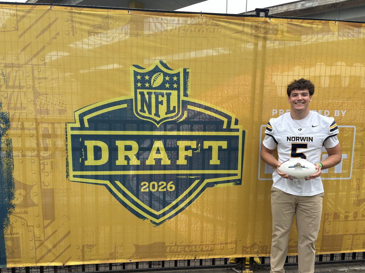 NorwinFB's tweet photo. Senior captain Josh Lenart had the opportunity today to represent Norwin at the NFL Draft. Special thanks to @SteelersYouthFB for celebrating Western Pa High School Football 

Tough. Discipline. Family ⚔️ https://t.co/ZWKwD1Z5Rn