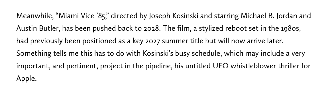 wow36932525's tweet image. #UFOx #UFOtwitter #UAP #NHI

We might see the next big UFO movie sooner than expected—possibly next year.

-----------------------------

UFO Conspiracy Thriller
by Joseph Kosinski &amp;amp; Jerry Bruckheimer: 
 
Project Overview: 
Untitled Apple Original Films thriller on UAP