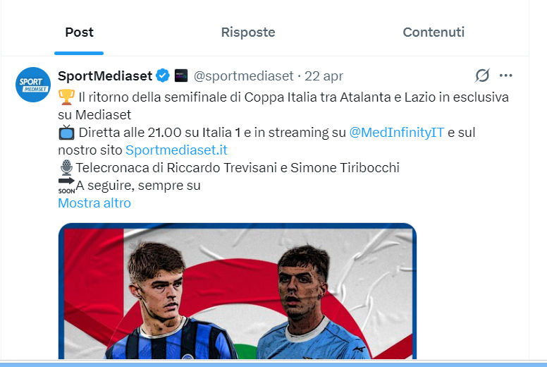 "Dov'è Rocchi" Come mai il sito di SportMediaset è fermo al 22 aprile?