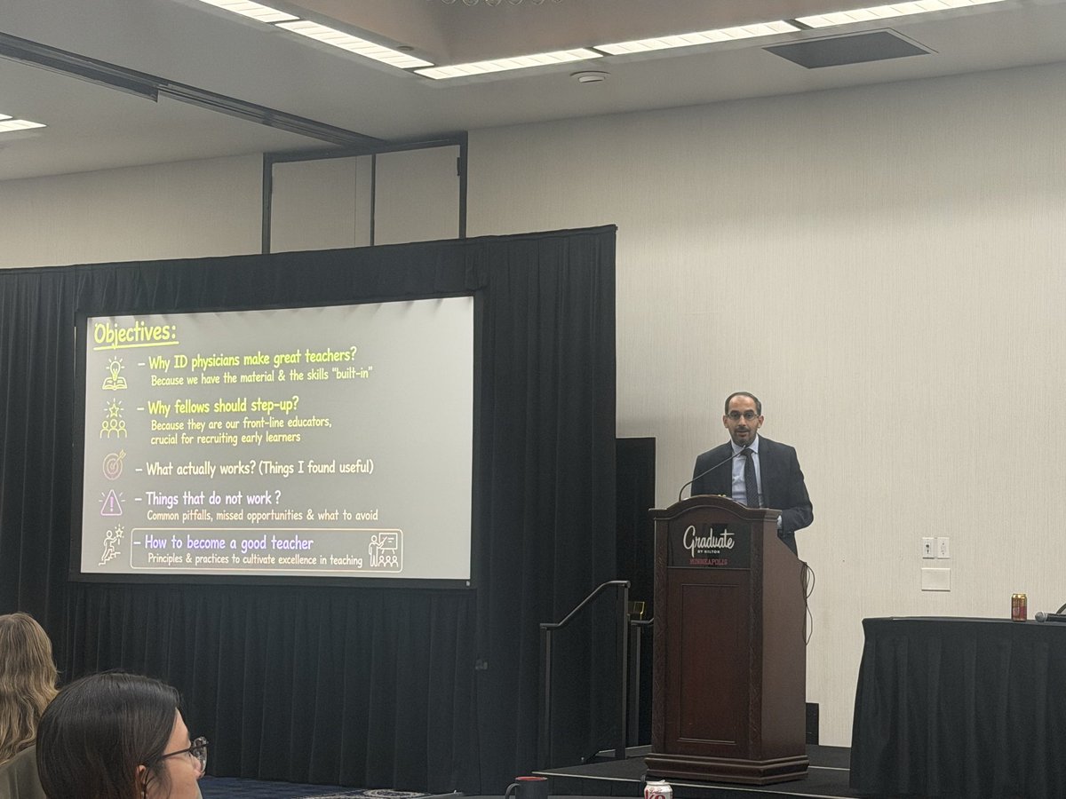 MayoClinicINFD's tweet photo. Dr @omarabusaleh15 presenting at the fellows forum, on how to teach while being a fellow. Knowledge about teaching! https://t.co/RPqfwhd2gs