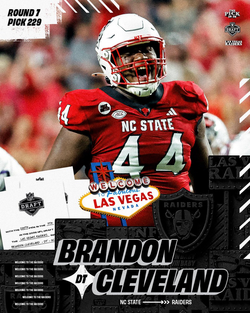 Raiders's tweet image. Pressure starts here.

We have selected Brandon Cleveland with the 229th pick. 

📺 ESPN