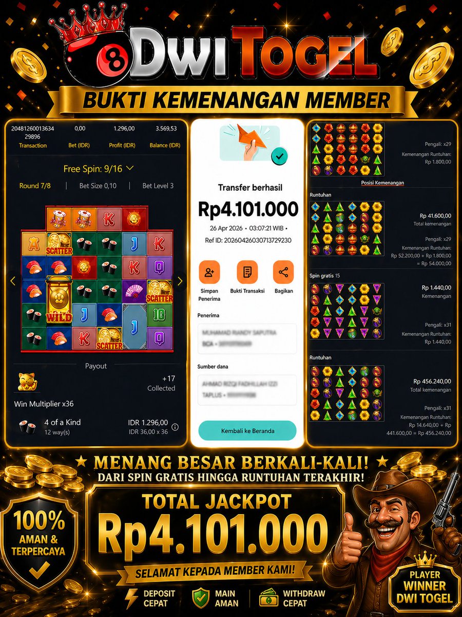 tiara_can17123's tweet image. DAFTAR SEKARANG &amp;amp; RASAKAN JP-NYA!
#DWITOGEL #BUKTIJP #SlotGacor #WDHariIni #JPMax #CuanTerus #SlotOnline #GacorHariIni #dwitogel