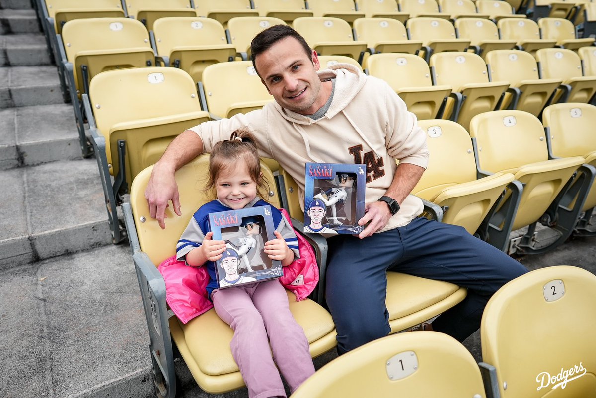 Dodgers's tweet photo. Celebrating Roki Sasaki Bobblehead Night presented by Tokyo Electron! https://t.co/YFWddM6LEL