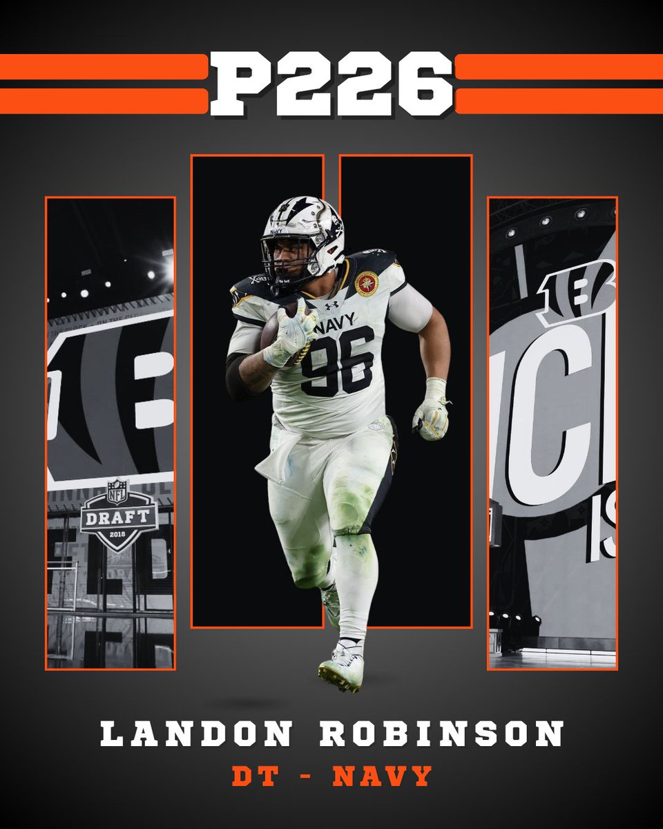 GermanJungle's tweet photo. Mit ihrem letzten Draftpick gehen die Bengals noch einmal in die Defense. Mit Landon Robinson von der Navy Service Academy kommt ein kräftiger kleingebauter NT zu den Bengals. Robinson dürfte sich mit Jackson um einen Backup-Platz in der D-Line duellieren.

Who Dey &amp; bis bald!
🐅 https://t.co/5s4DbMXDSg