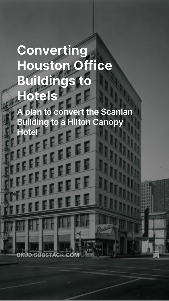 19th_c_Houston's tweet image. #DowntownHouston #Hotels
See the link in the reply for an article about conversions of office buildings to hotels in Houston.