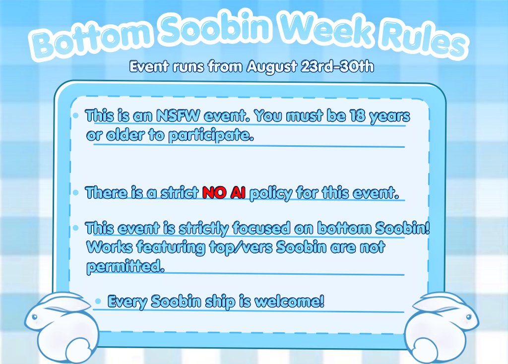 bottomsbnweek's tweet photo. Bottom Sbn Week is getting closer! Let's go over the rules for the event! https://t.co/xd1WDnWVRM