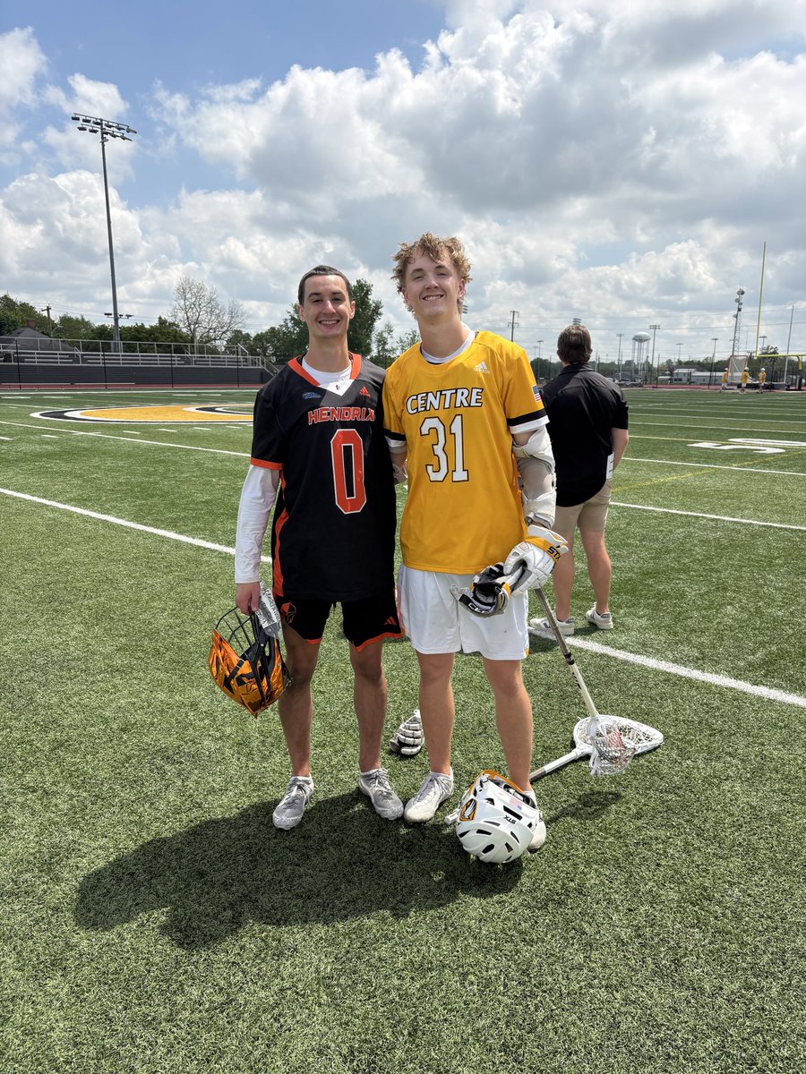 BCSLax's tweet photo. Saints match up at the next level.  @Anderson31Sims (#31 Centre College) Cooper Littleton (#0 Hendrix) https://t.co/5yTEhSOO2I