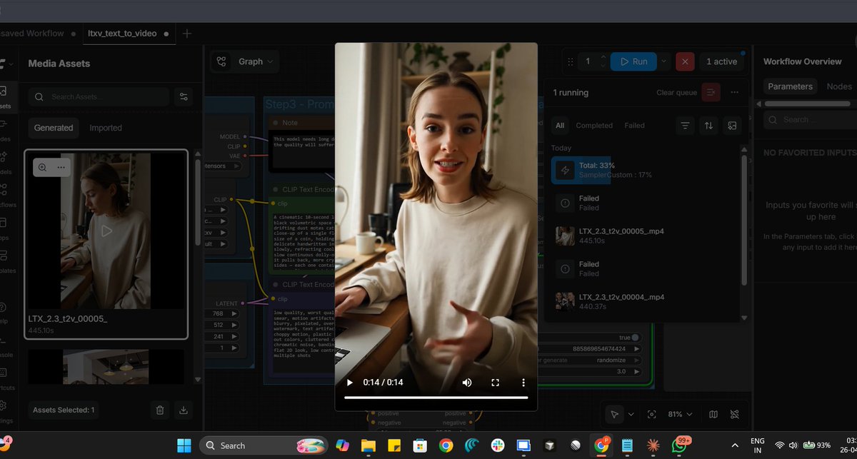 praneeth_veep's tweet photo. Been experimenting with @LTXStudio  2.3 Pro on @ComfyUI for AI video gen and yeah... it's kind of insane 🤯 the control you get is on another level https://t.co/bXUbXia89O