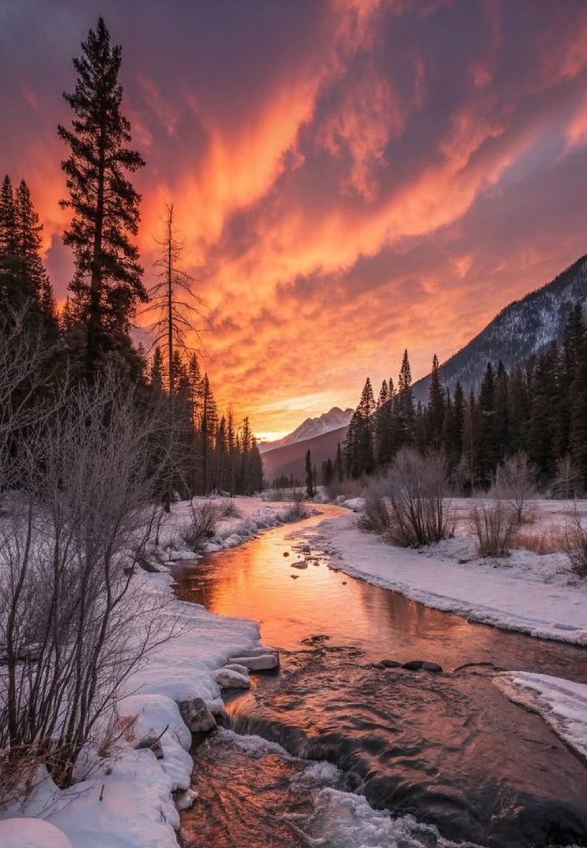 purenature_1's tweet image. Snowy sunset vibes ☀️❄️ #landscaping