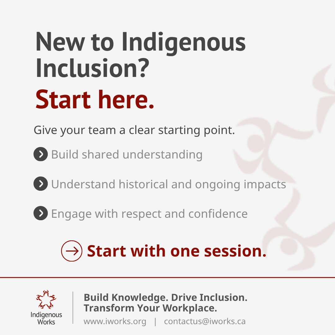 IndigenousWorks's tweet image. Not sure where to start with Indigenous inclusion?
Begin with foundational learning your team can apply in real workplace situations.
👉 meetings-eu1.hubspot.com/rosie-digout/t…

#IndigenousInclusion #WorkplaceLearning #HR