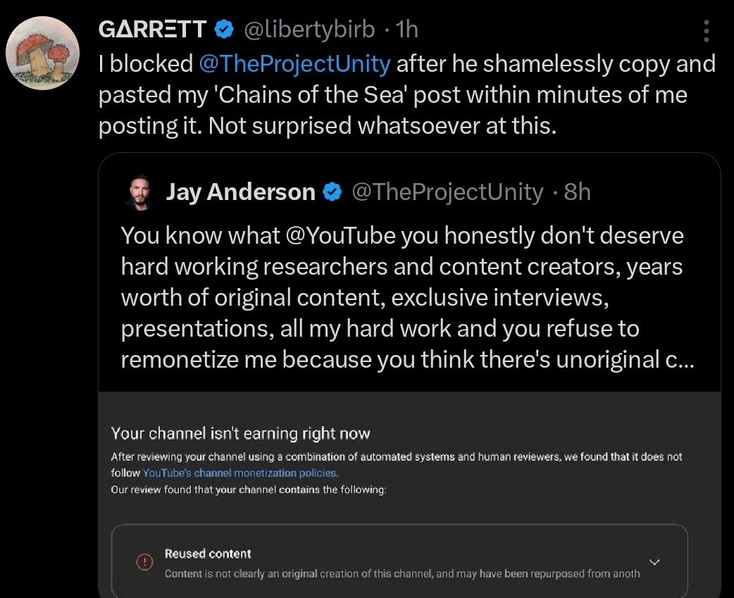 Psyatrix's tweet photo. Notorious content thief talking about originality. https://t.co/wUJQOlrlbm