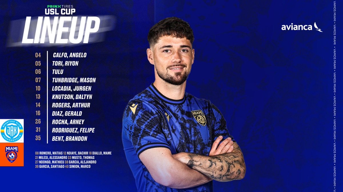 TheMiamiFC's tweet photo. Our first USL Cup XI. 

#VamosMiami https://t.co/bGyqWouO3L
