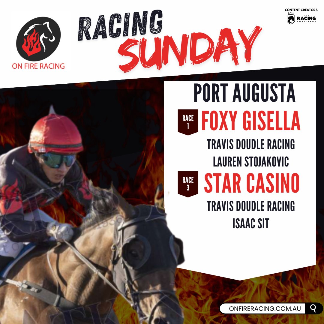 racing_fire's tweet photo. The excitement of a big win by FINE FUTURE yesterday at @SAJockeyClub  we look to go again with 2 runners for @TJDoudleracing  today

FOXY GISELLA improved into 4th last start &amp; continues the step out in trip today

STAR CASINO &amp; IAAC SIT team up again &amp; seek back to back wins https://t.co/C2oVRIUcqr