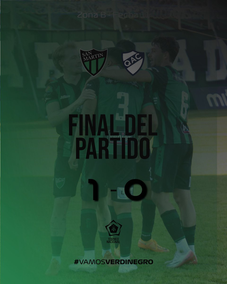 Ganooooooo San Martín!!! Final del partido en el Hilario Sánchez con gol de Hernán Zuliani. 

#SanMartín 1 - #Quilmes 0.

VamosVERDINEGRO 🟢⚫