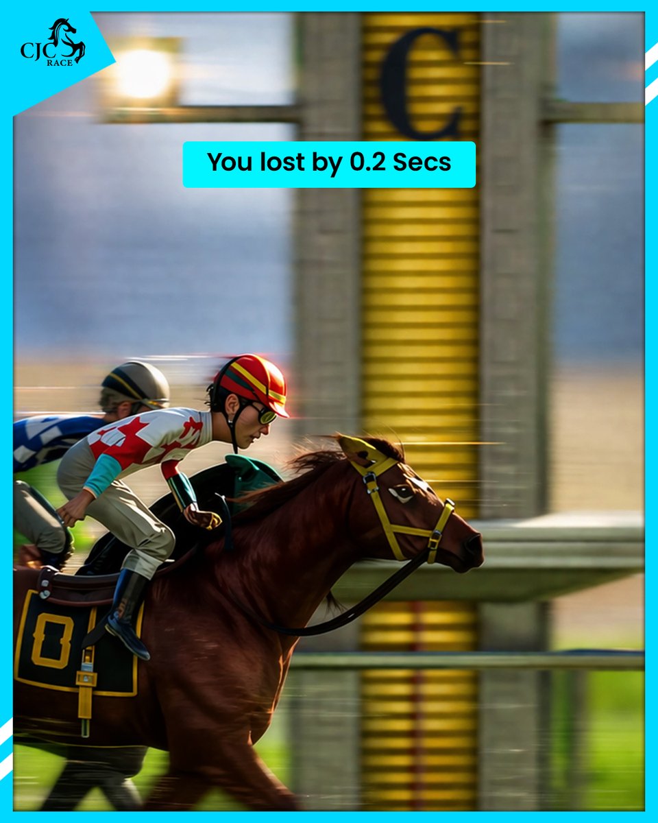 cjcrace's tweet image. Your opponent beat you by 0.2 seconds.

Not because they have a better horse. Not because they got lucky. Because they made a better call at the exact moment it mattered.

0.2 seconds. Think about what you did differently.

#CJCRace #HorseRacing #MobileGaming #RacingGame