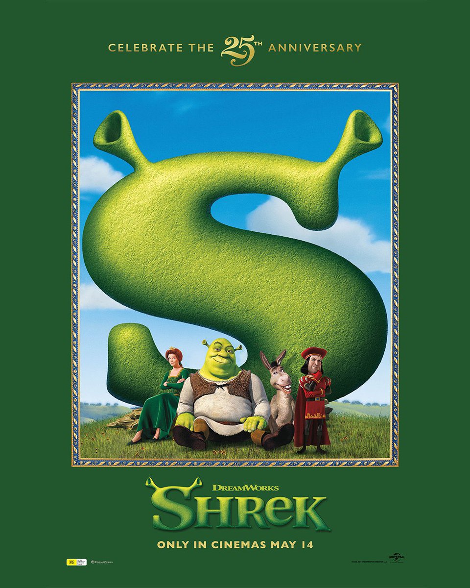 TheRiddlerMan's tweet image. We still aren’t ogre it.

Check out the new poster for #Shrek - 25th Anniversary Re-Release and see it in theaters 05.15.26.
#Dreamworks #Fandango

Tickets available now: fandango.com/shrek-25th-ann…
