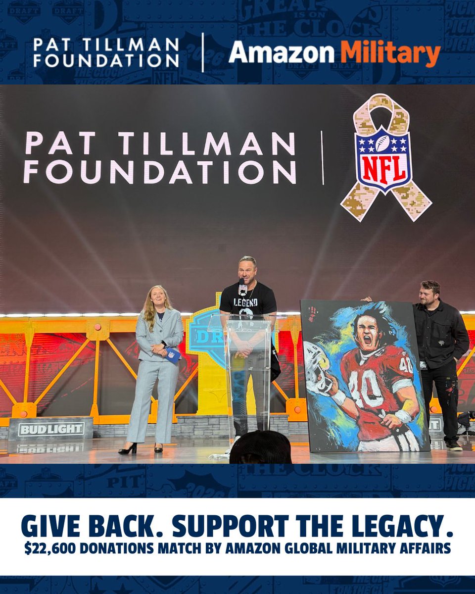 pattillmanfnd's tweet photo. Pick #226 is in.
226 showed up on the national stage today.
Double your gift before the match ends: https://t.co/wyVvzxm5JA
#Pick226
#NFLDraft
#InThisTogether https://t.co/l8dc7XAf1q