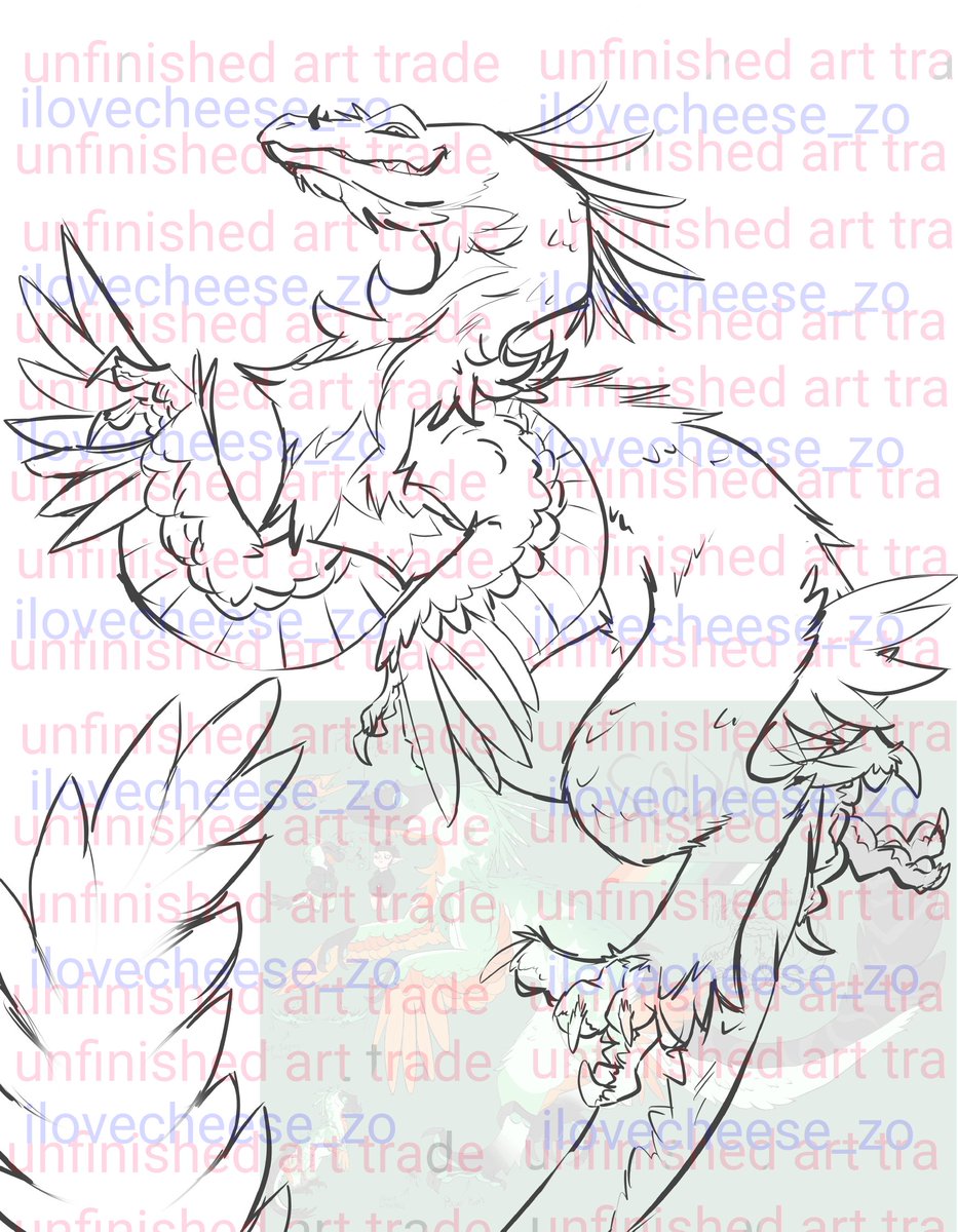 Skitzo_Z's tweet image. Drawing i did for an art trade 
They haven't finished their part yet, but I'm excited to see it ^^ 

#arttrade #dinosaur #art #originalcharacter