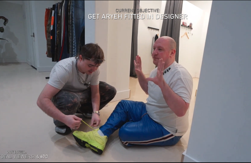 New drip acquired. Jet helps Aryeh tie his new kicks, whilst Aryeh does ASL #fishtanklive