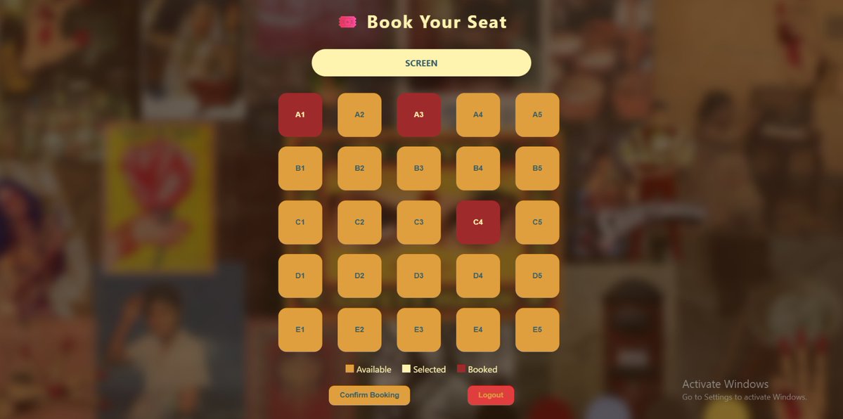 tanishka_rathi's tweet image. Built &amp;amp; deployed a full-stack Seat Booking System 🎟️

Users can register, log in &amp;amp; book seats with real-time updates. No double booking, consistent data across users.

Live 👉 book-my-show-two-chi.vercel.app

Grateful for the learnings 
@surajtwt_ sir 🙌

#webdev  #chaicode