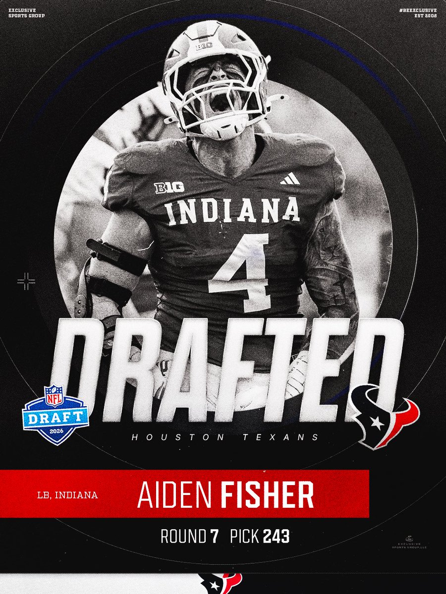 Exclusive_SG's tweet photo. Congratulations to our guy Aiden Fisher on being drafted by the Houston Texans! 🔥 #BeExclusive • @theaidenfisher https://t.co/39Vk8ZsXRr
