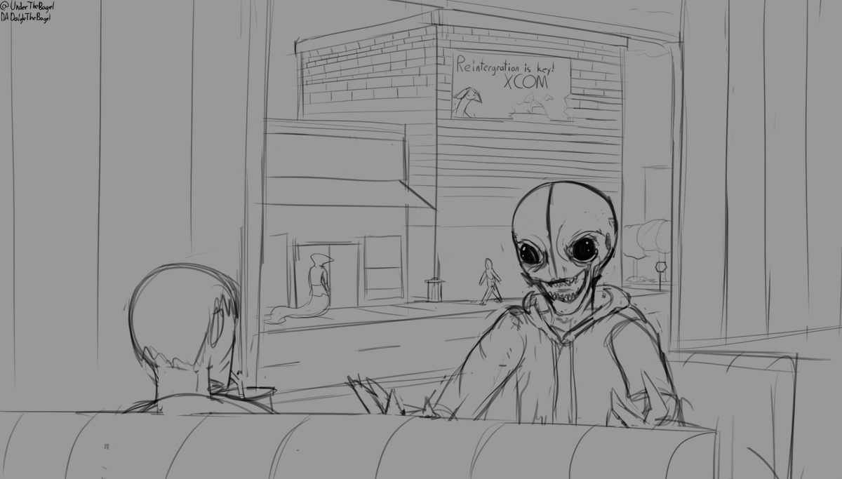 UnderTheBagel's tweet photo. Sectoid Date #Art #SFW #Sketching (https://t.co/xWSAqOjg1G) https://t.co/yZ3TT8WTXY